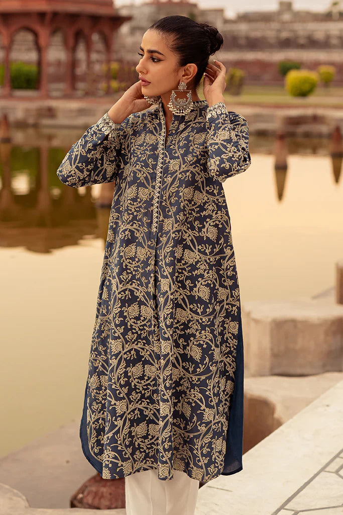 MYSTIC BLUE EMBROIDERED SHIRT