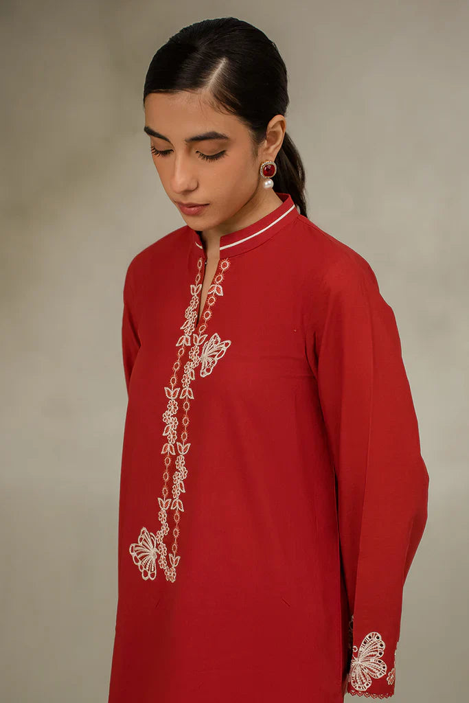 CINNABAR RED LAWN SHIRT