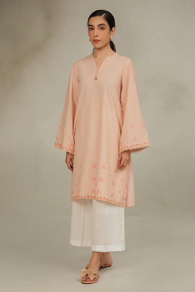 ROSE SMOKE LAWN EMBROIDERED SHIRT