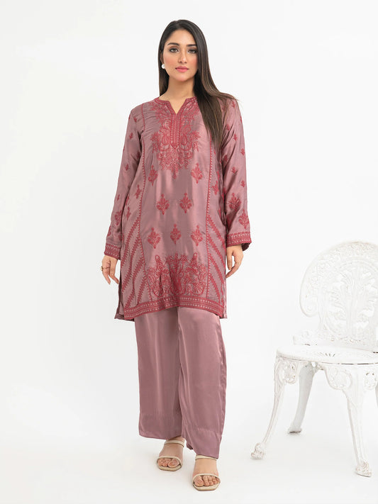 2 Piece Silk Suit-Embroidered(Pret)