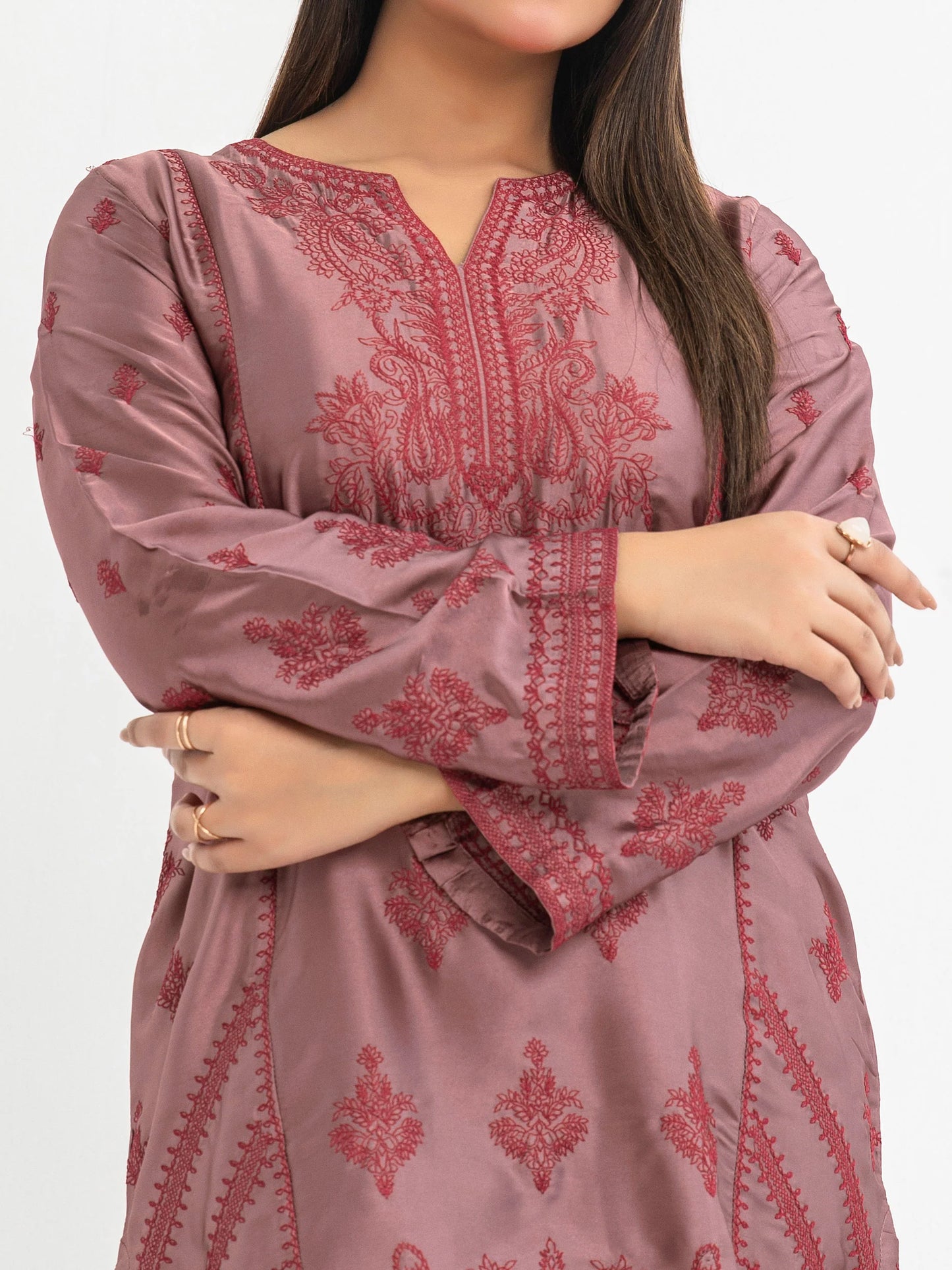 2 Piece Silk Suit-Embroidered(Pret)