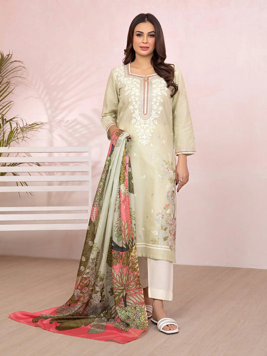 2 Piece Jacquard Suit-Embroidered (Pret)