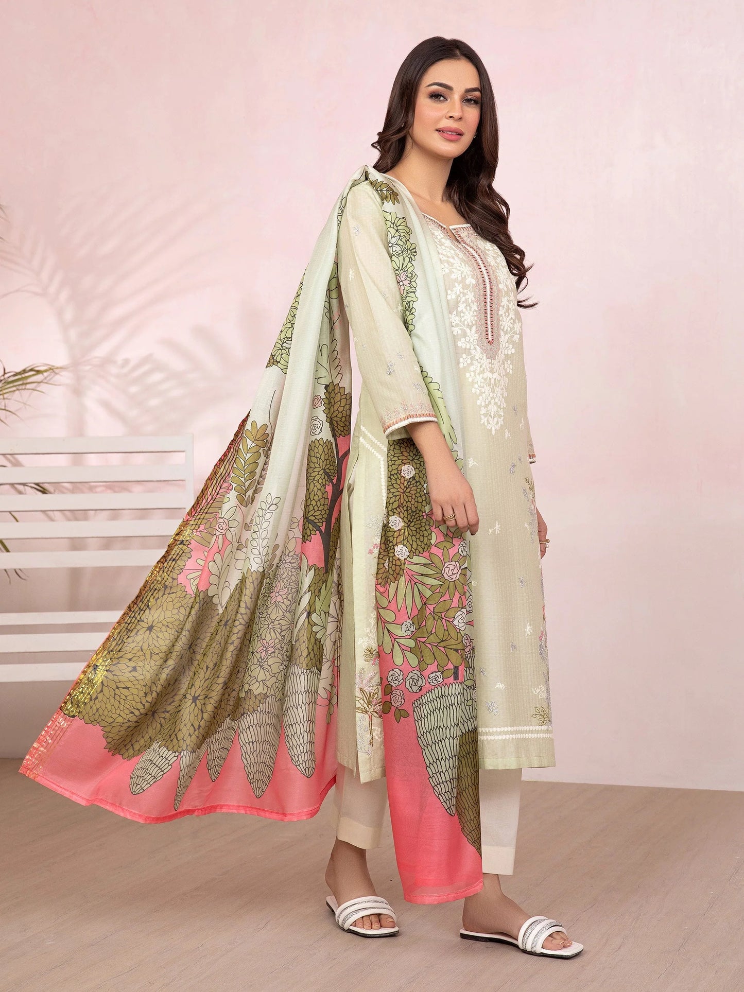 2 Piece Jacquard Suit-Embroidered (Pret)