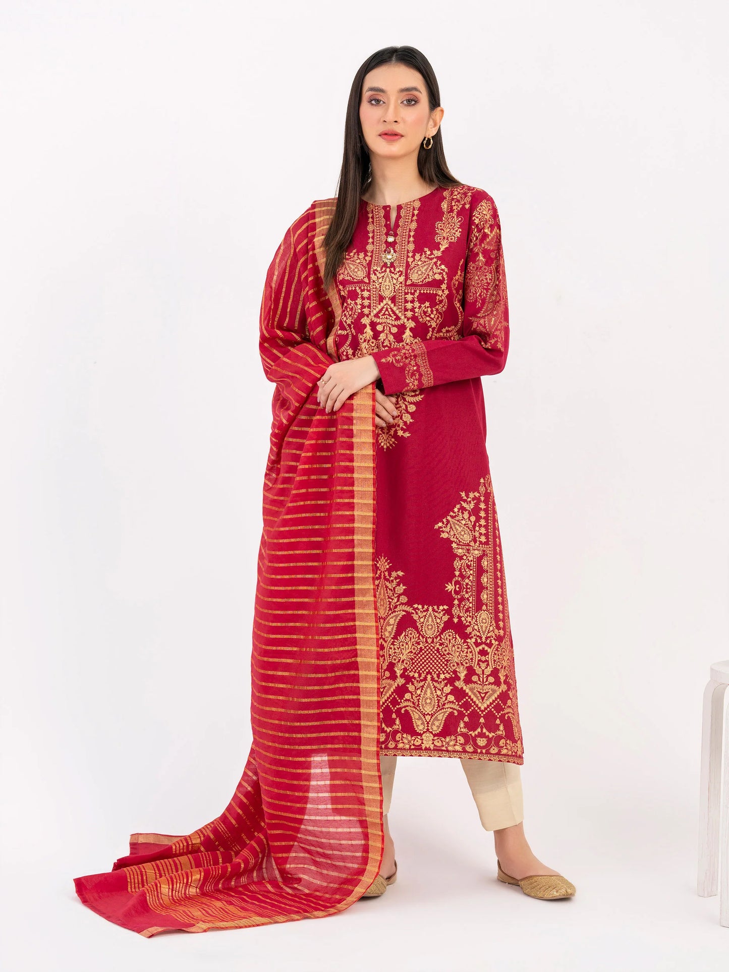 2 Piece Winter Cotton Suit-Paste Print(Pret)