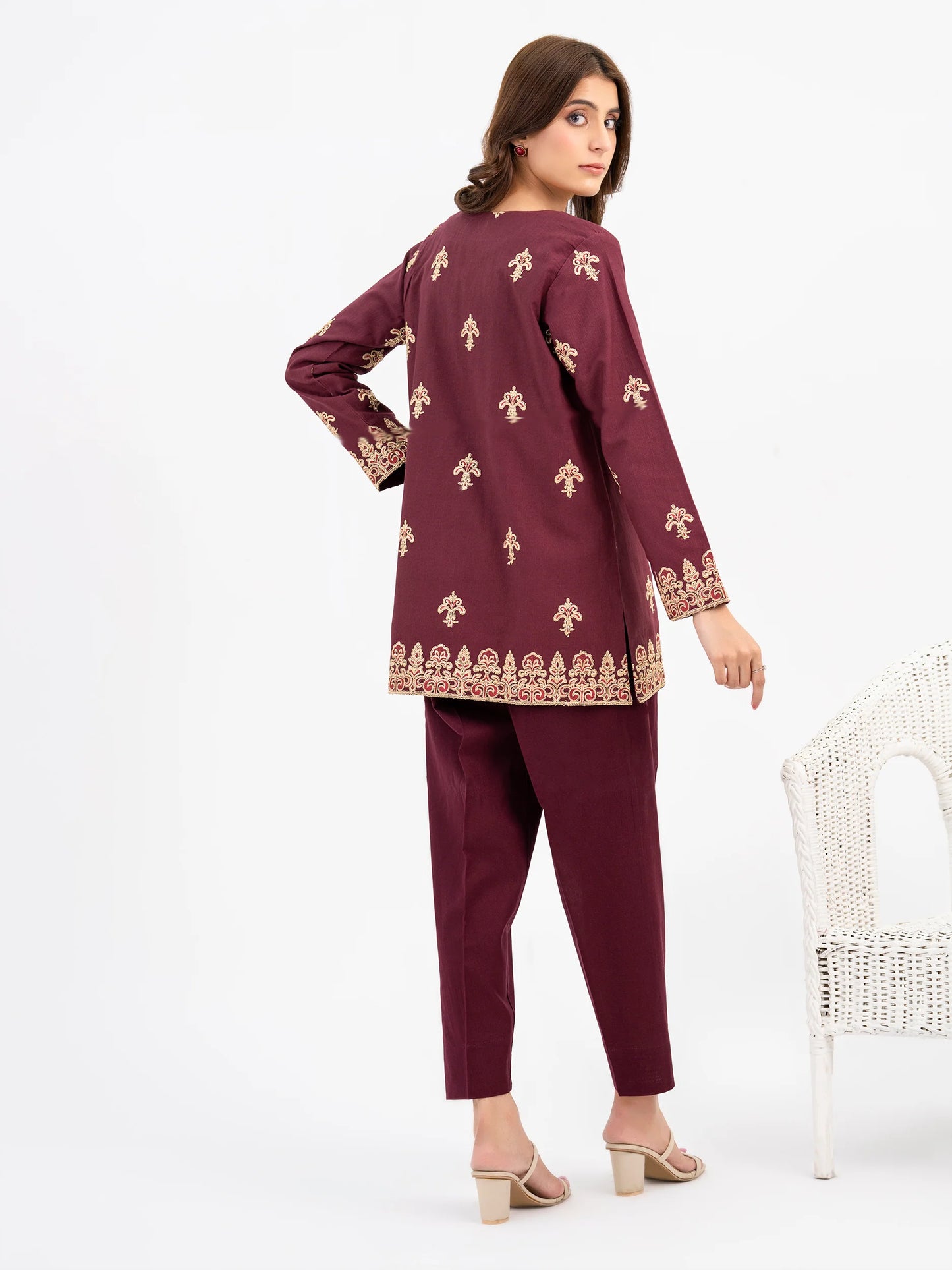 Embroidered Khaddar Jacket (Pret)