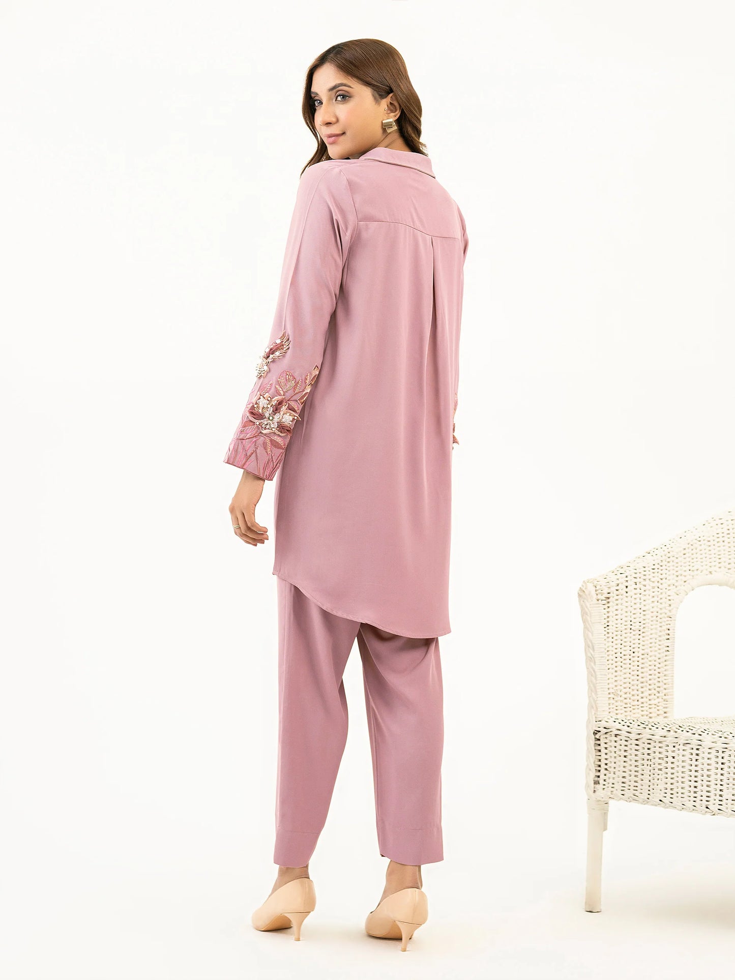 2 Piece Viscose Suit-Embroidered(Pret)