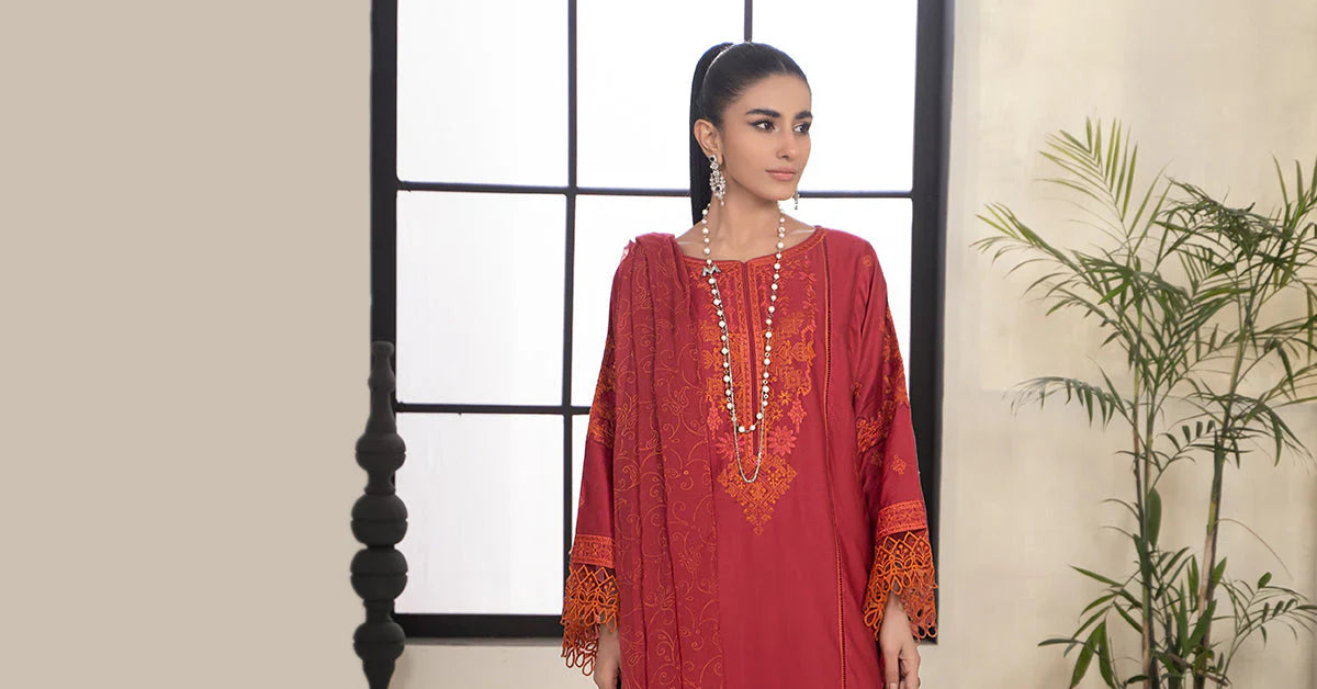 3 Piece Embroidered Lawn Suit | DW-EF24-103