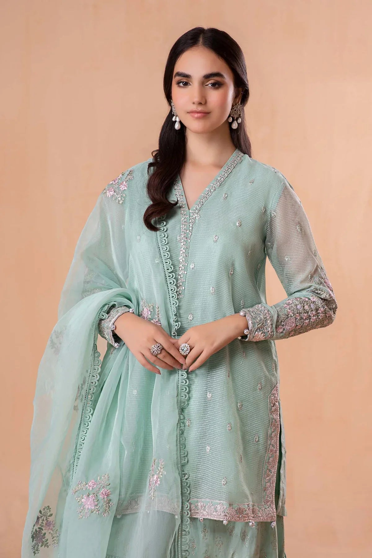 3 PIECE EMBROIDERED COTTON KARANDI SUIT | DW-EA24-50