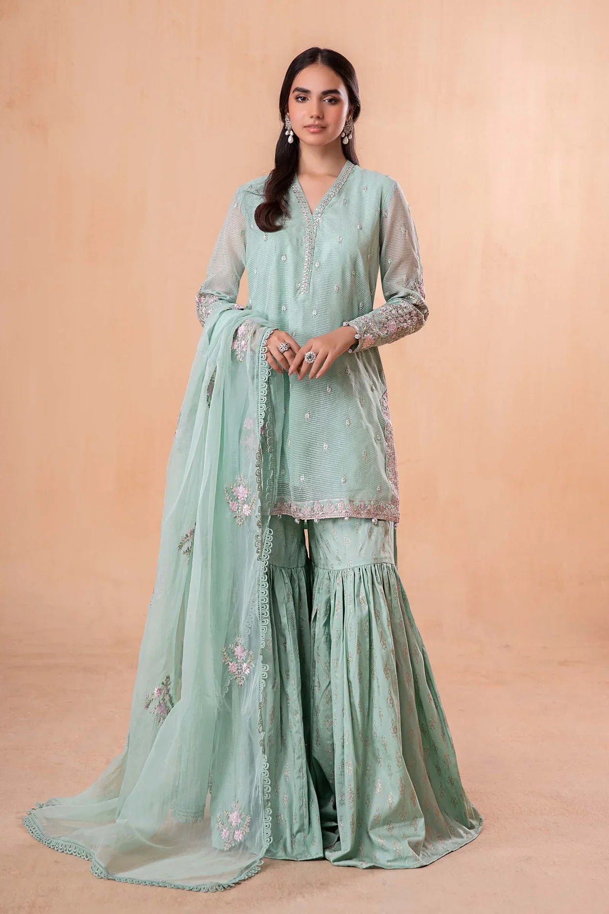 3 PIECE EMBROIDERED COTTON KARANDI SUIT | DW-EA24-50