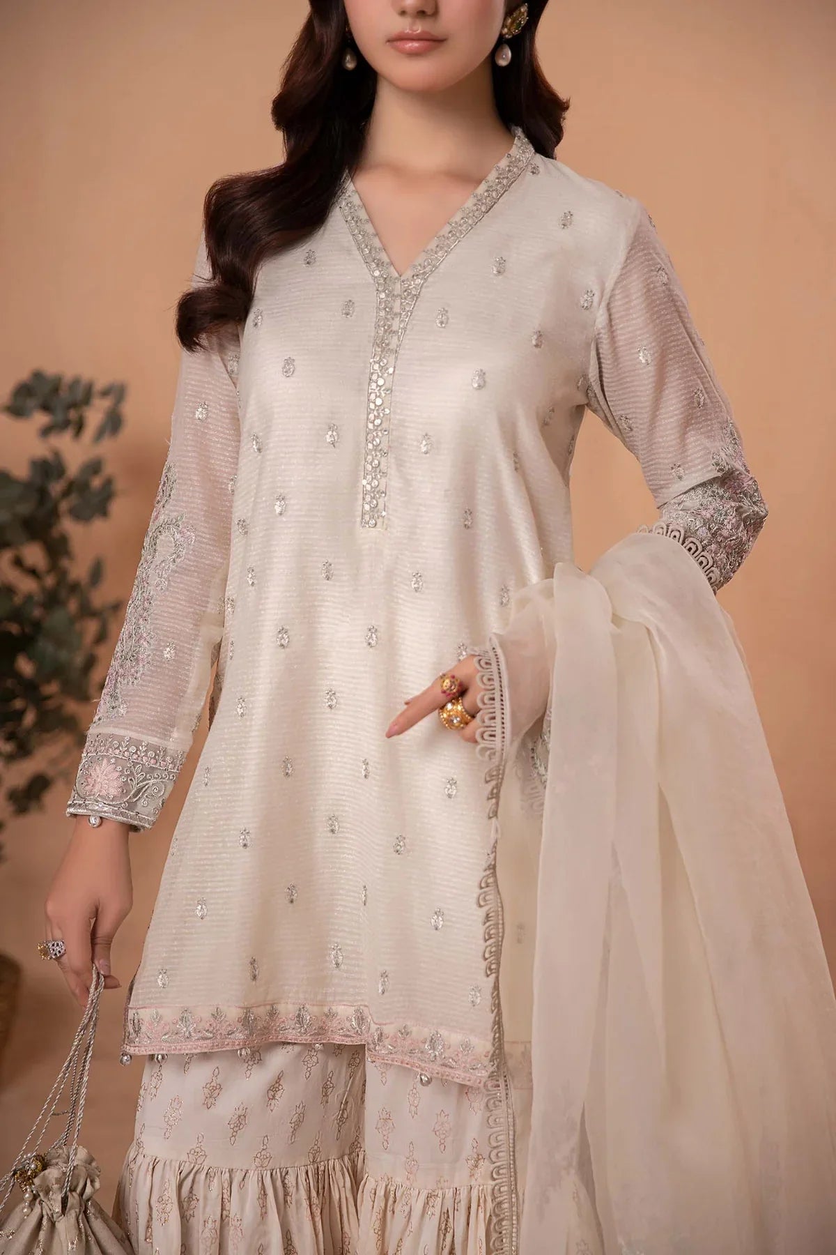 3 PIECE EMBROIDERED COTTON KARANDI SUIT | DW-EA24-50