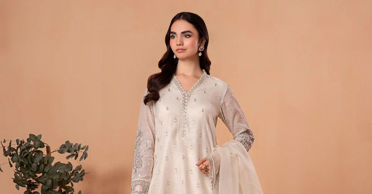 3 PIECE EMBROIDERED COTTON KARANDI SUIT | DW-EA24-50