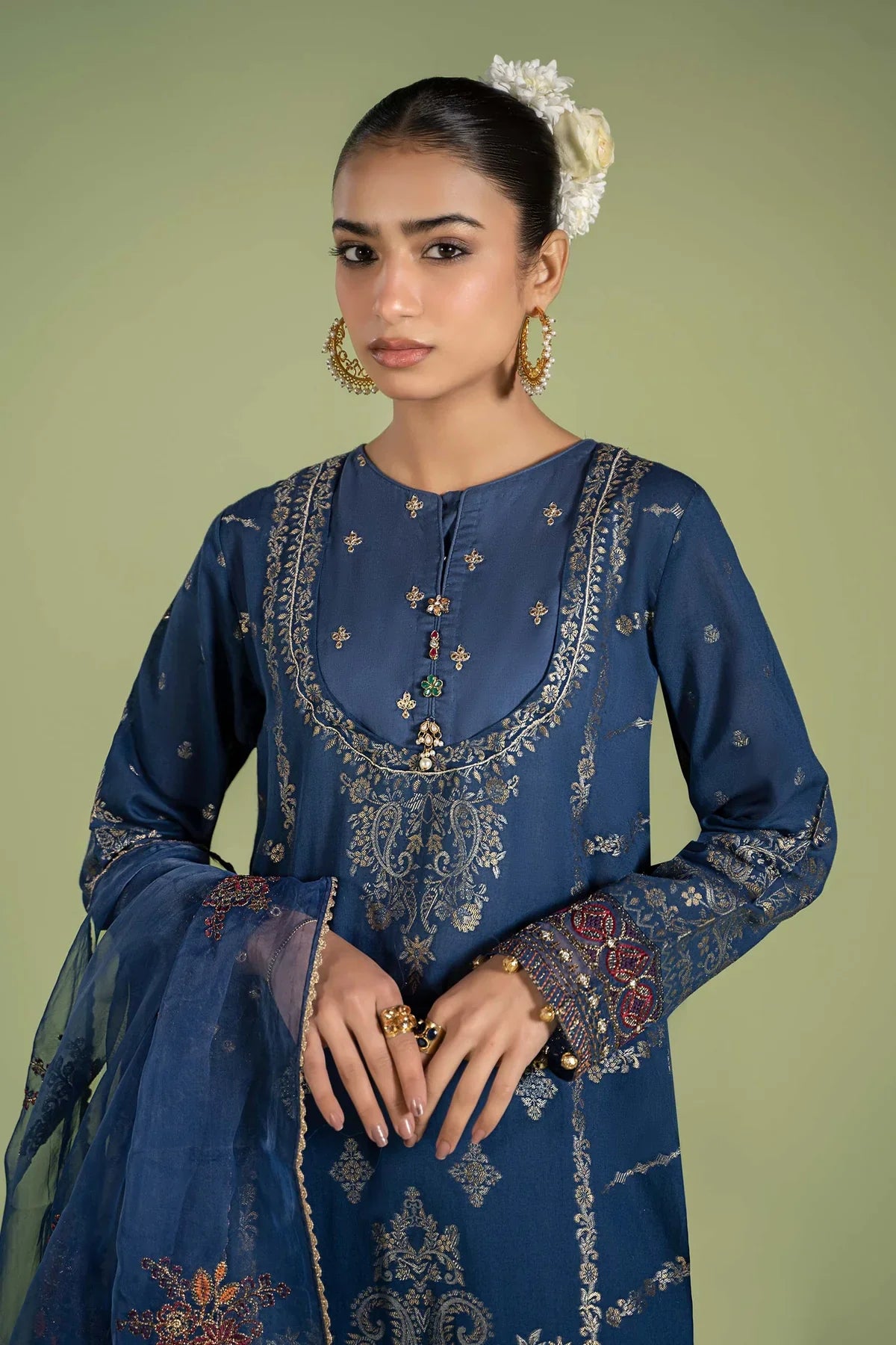 3 Piece Embroidered Jacquard Broshia Suit | DW-EF24-15