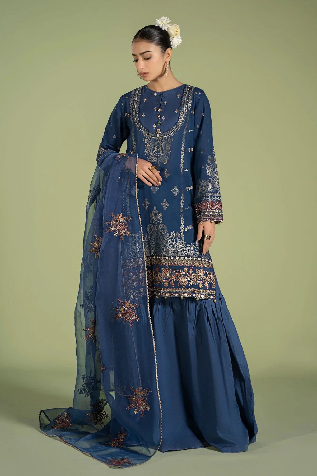 3 Piece Embroidered Jacquard Broshia Suit | DW-EF24-15