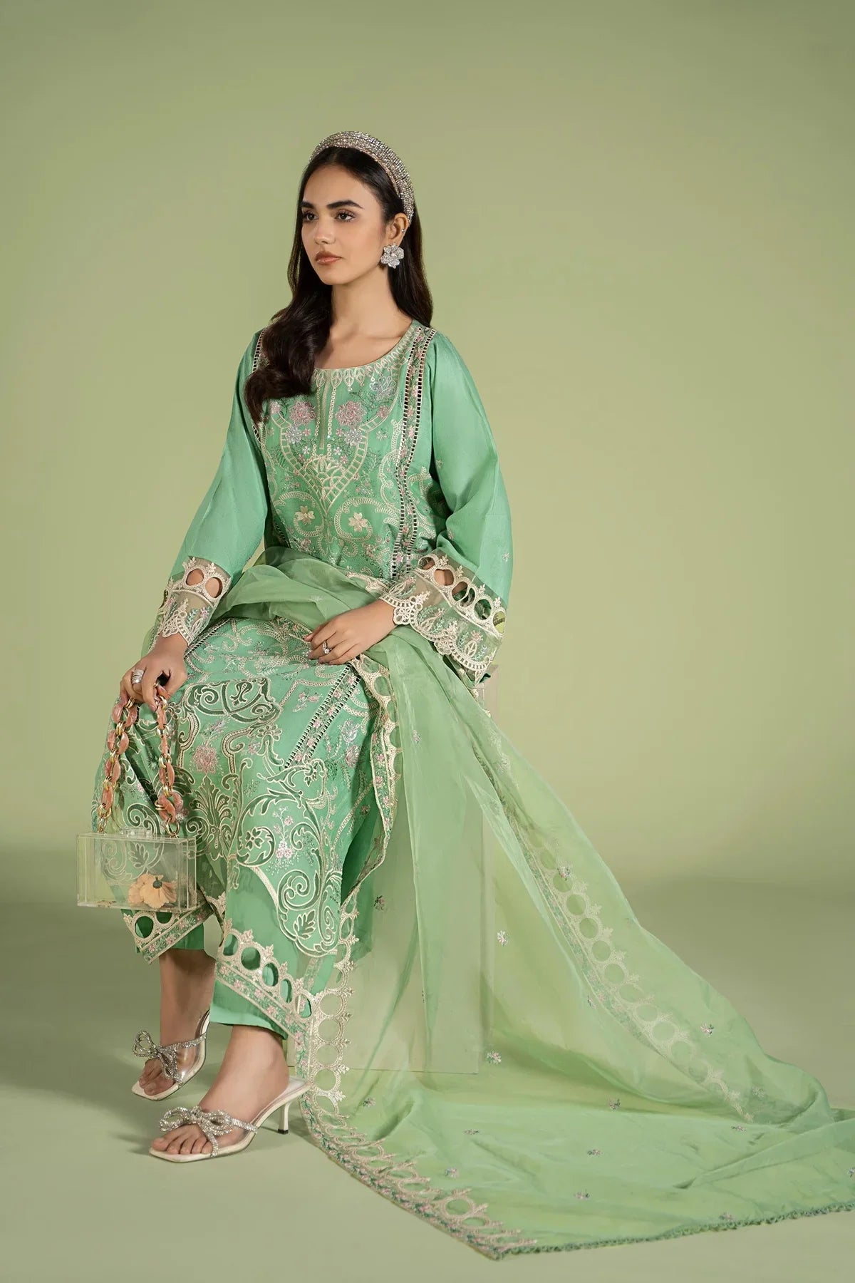 3 Piece Embroidered Lawn Suit | DW-EF24-18