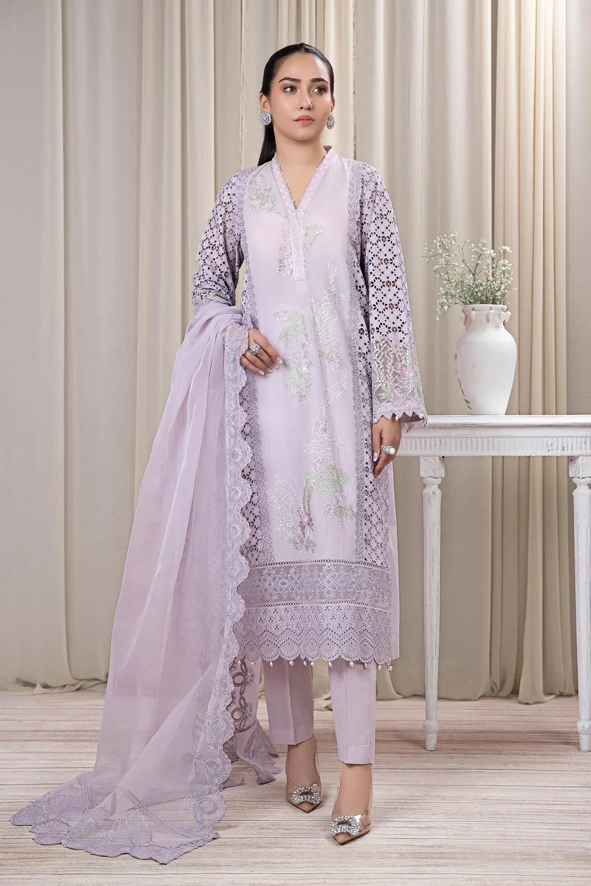 3 Piece Embroidered Lawn Suit | DW-EF24-04