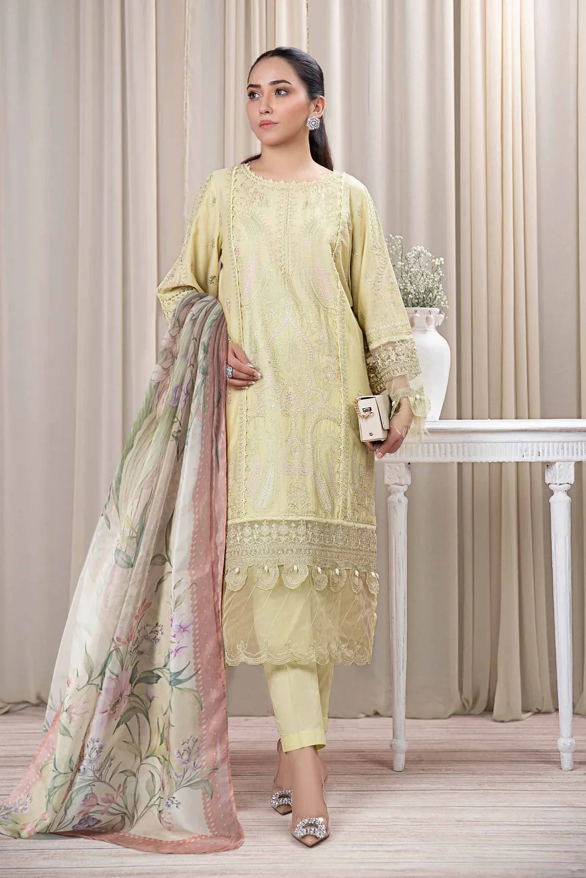 3 Piece Dyed Self Jacquard Suit | DW-EF24-24