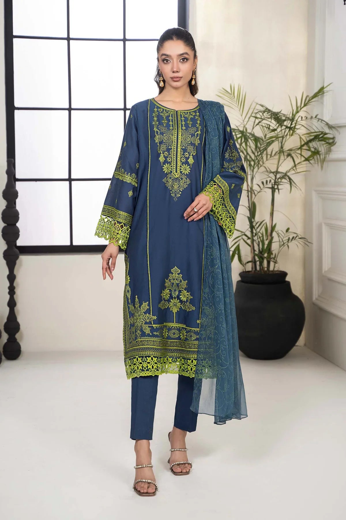 3 Piece Embroidered Lawn Suit | DW-EF24-103