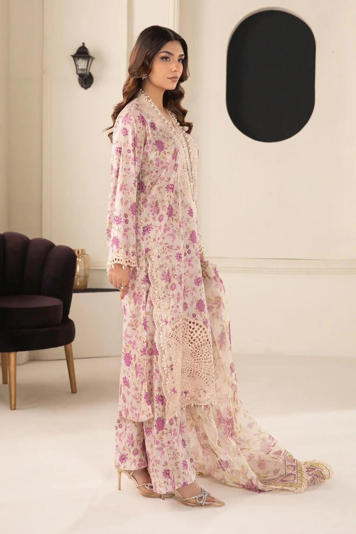 3 Piece Embroidered Lawn Suit | DW-EF24-108