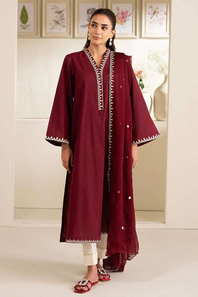 DEEP SCARLET-2PC (SHIRT & DUPATTA)