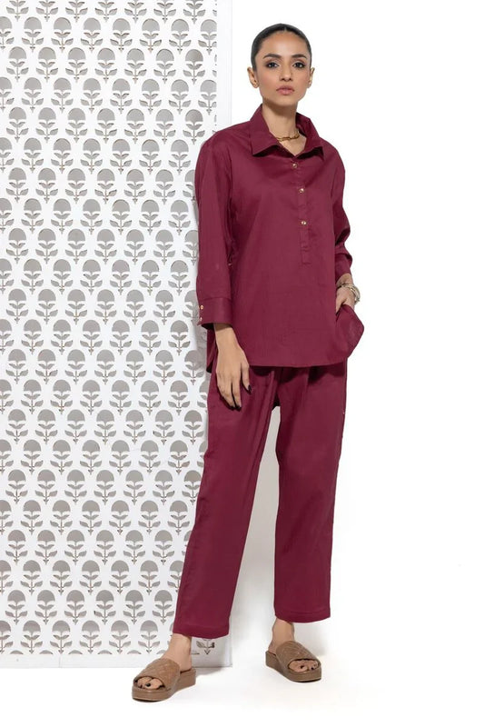 Co-ord Set ( Half Placket Shirt | Slouchy Trousers )