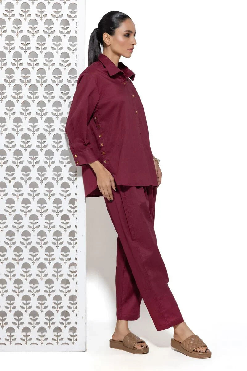 Co-ord Set ( Half Placket Shirt | Slouchy Trousers )