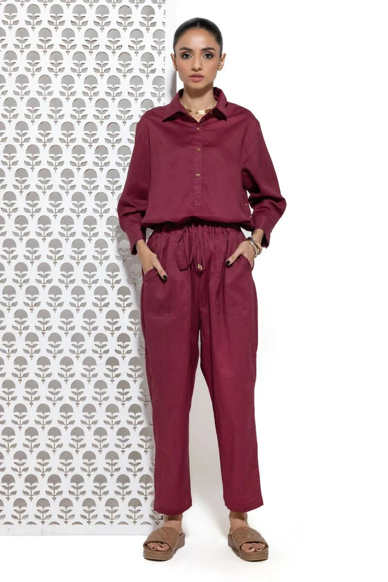 Co-ord Set ( Half Placket Shirt | Slouchy Trousers )