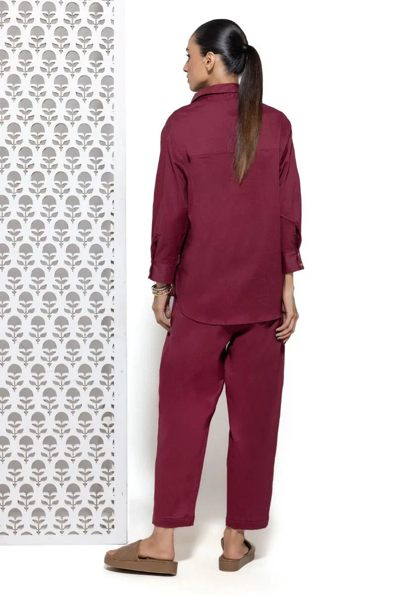 Co-ord Set ( Half Placket Shirt | Slouchy Trousers )